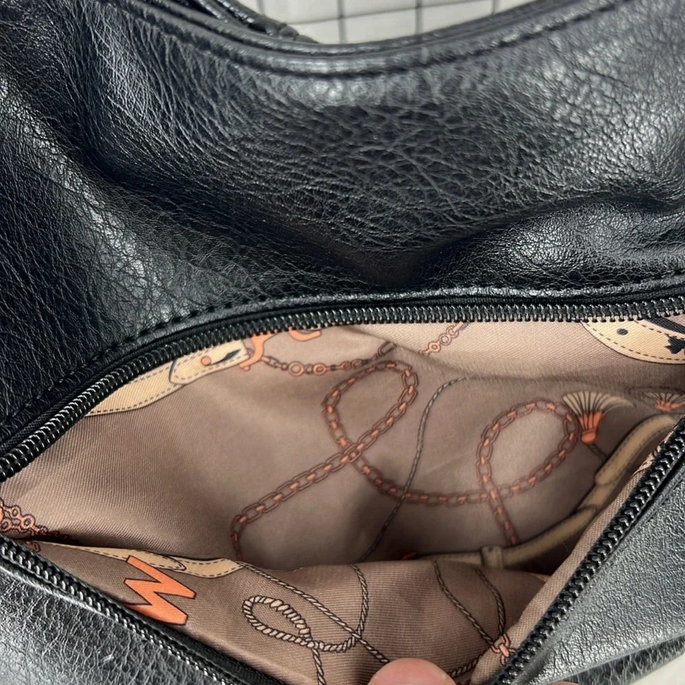 Montana West black leather, textured shoulder purse